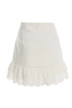 White Crochet Trim Mini Skirt -Women Clothing Sale 00100037459 ZB scaled