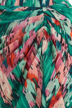 Green Satin Marble Print Ruched Midi Skirt 11 Green Satin Marble Print Ruched Midi Skirt -Women Clothing Sale 00100037460 ZS scaled