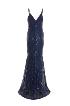 Navy Sequin Fishtail Maxi Dress 10 Navy Sequin Fishtail Maxi Dress -Women Clothing Sale 00100037463 ZB scaled
