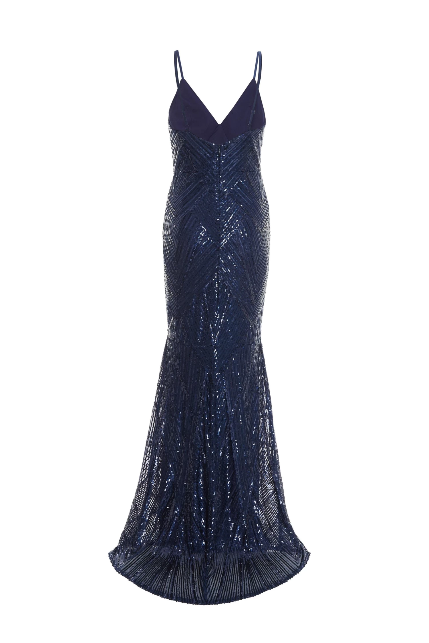 Navy Sequin Fishtail Maxi Dress 5 Navy Sequin Fishtail Maxi Dress - Image 5
