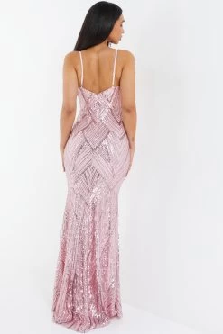 Pink Sequin Fishtail Maxi Dress 8 Pink Sequin Fishtail Maxi Dress -Women Clothing Sale 00100037464 XB