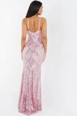 Pink Sequin Fishtail Maxi Dress 8 Pink Sequin Fishtail Maxi Dress -Women Clothing Sale 00100037464 XB scaled
