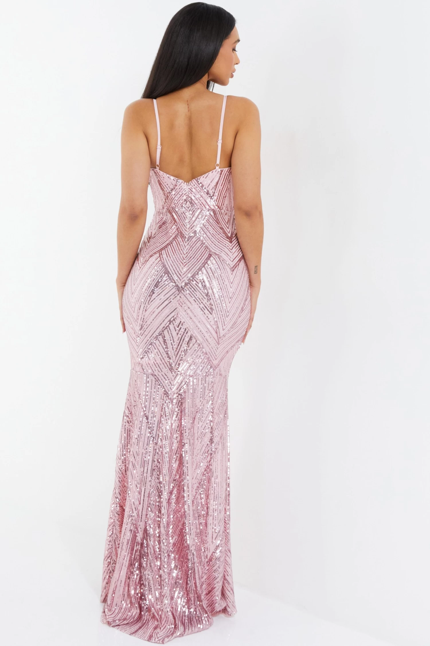 Pink Sequin Fishtail Maxi Dress 3 Pink Sequin Fishtail Maxi Dress - Image 3