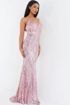 Pink Sequin Fishtail Maxi Dress 9 Pink Sequin Fishtail Maxi Dress -Women Clothing Sale 00100037464 XS scaled