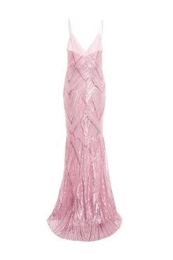 Pink Sequin Fishtail Maxi Dress 10 Pink Sequin Fishtail Maxi Dress -Women Clothing Sale 00100037464 ZB