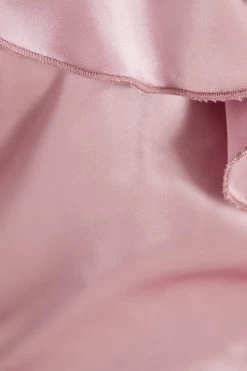 Pink Satin Wrap Frill Midi Dress -Women Clothing Sale 00100037468 ZS