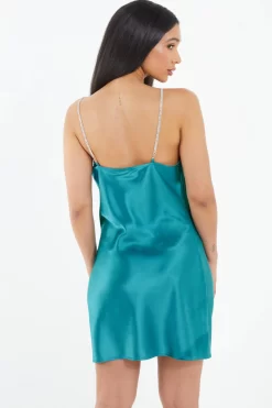 Aqua Blue Diamante Satin Mini Dress 8 Aqua Blue Diamante Satin Mini Dress -Women Clothing Sale 00100037469 XB scaled