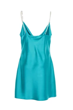 Aqua Blue Diamante Satin Mini Dress 10 Aqua Blue Diamante Satin Mini Dress -Women Clothing Sale 00100037469 ZB scaled