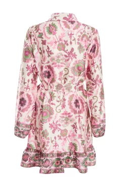 Pink Satin Paisley Print Mini Shirt Dress -Women Clothing Sale 00100037473 ZB scaled