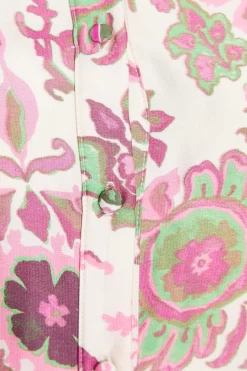 Pink Satin Paisley Print Mini Shirt Dress -Women Clothing Sale 00100037473 ZS scaled