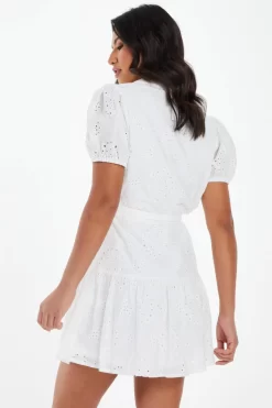 White Embroidered Mini Shirt Dress 8 White Embroidered Mini Shirt Dress -Women Clothing Sale 00100037476 XB scaled