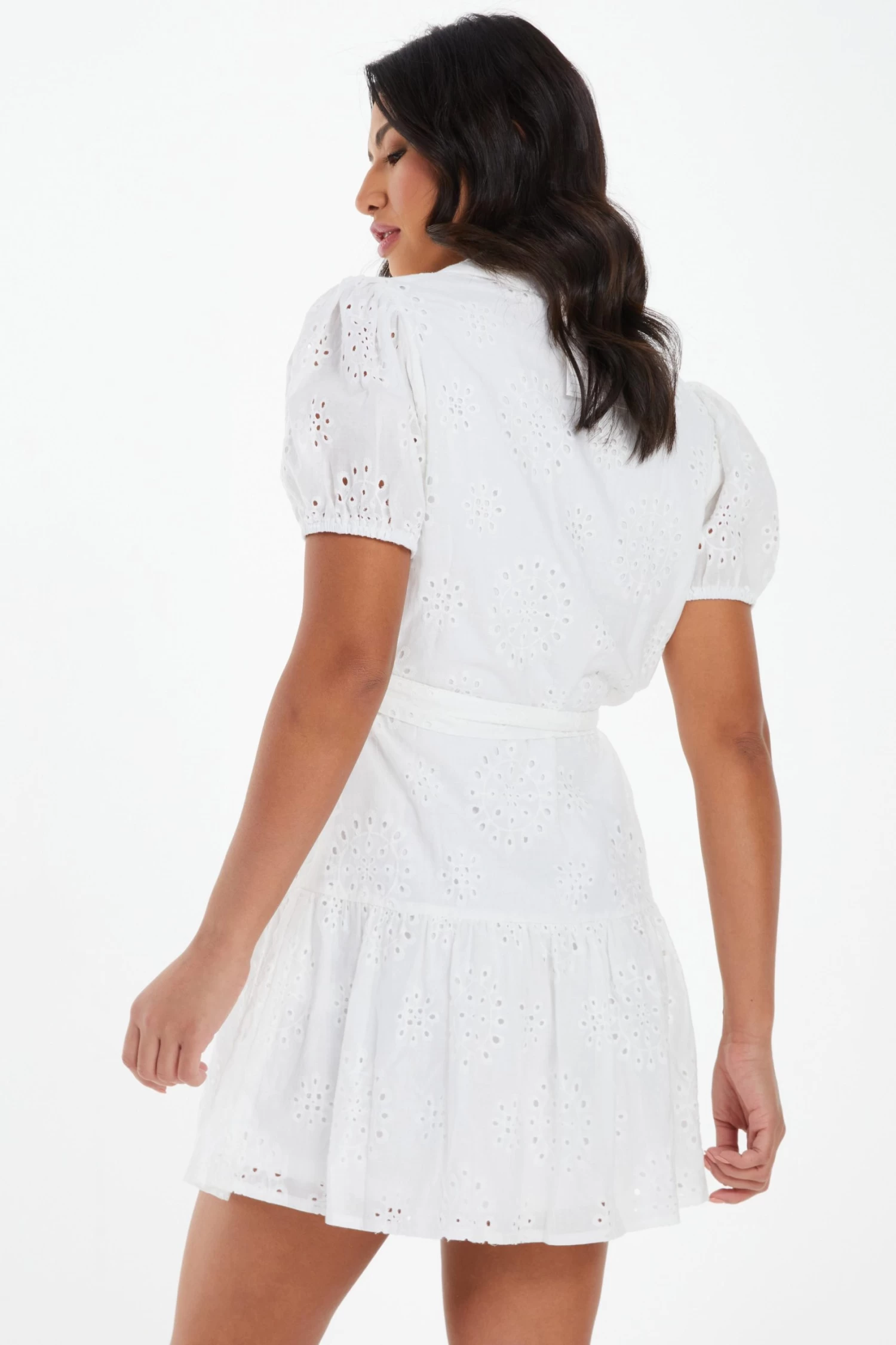 White Embroidered Mini Shirt Dress 3 White Embroidered Mini Shirt Dress - Image 3