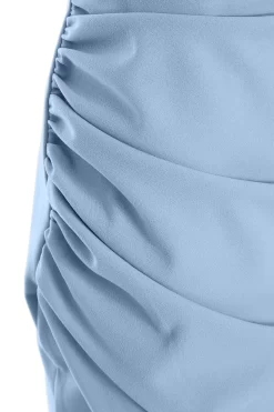 Light Blue One Shoulder Ruched Midi Dress -Women Clothing Sale 00100037477 ZS scaled