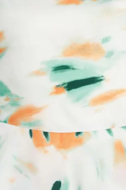 Cream Satin Smudge Print Playsuit -Women Clothing Sale 00100037481 ZS scaled