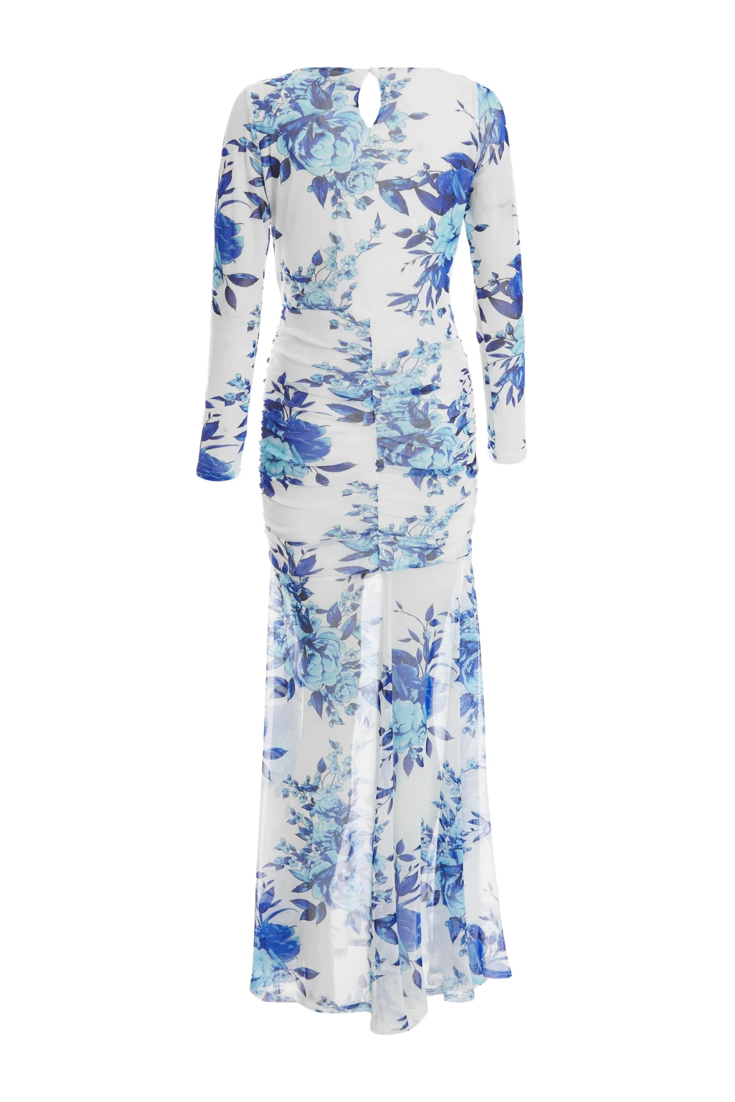 Blue Floral Mesh Maxi Dress 5 Blue Floral Mesh Maxi Dress - Image 5
