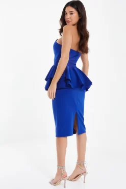 Royal Blue Peplum Bodycon Midi Dress -Women Clothing Sale 00100037492 XB scaled