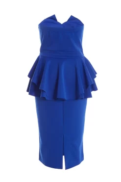 Royal Blue Peplum Bodycon Midi Dress -Women Clothing Sale 00100037492 ZB scaled