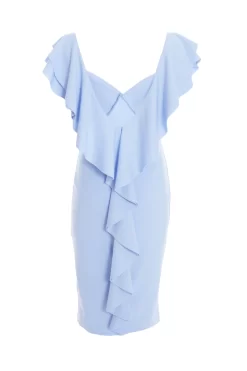 Light Blue Frill Bodycon Midi Dress 10 Light Blue Frill Bodycon Midi Dress -Women Clothing Sale 00100037495 ZB scaled