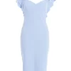 Light Blue Frill Bodycon Midi Dress