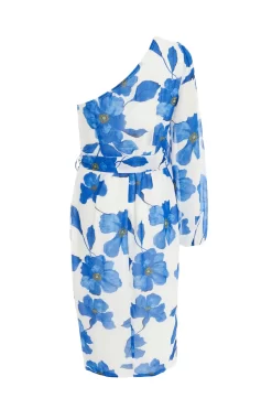 Blue Floral Chiffon Midi Dress 10 Blue Floral Chiffon Midi Dress -Women Clothing Sale 00100037500 ZB scaled