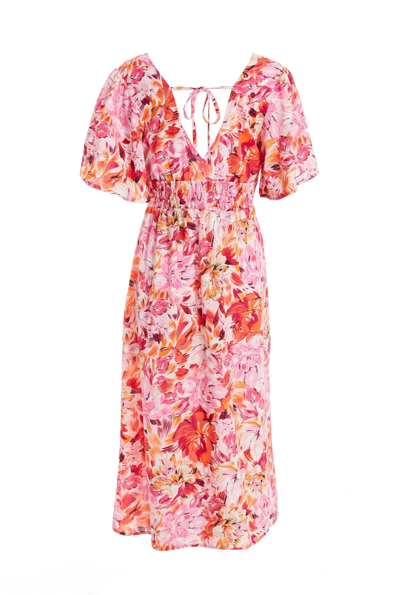 Pink Floral Wrap Midi Dress 5 Pink Floral Wrap Midi Dress - Image 5