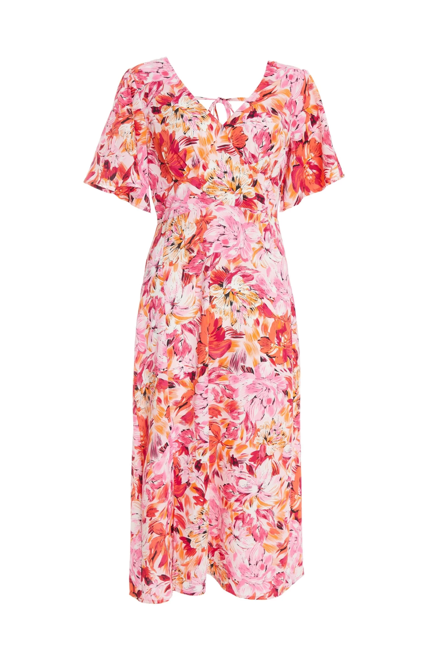 Pink Floral Wrap Midi Dress 1 Pink Floral Wrap Midi Dress