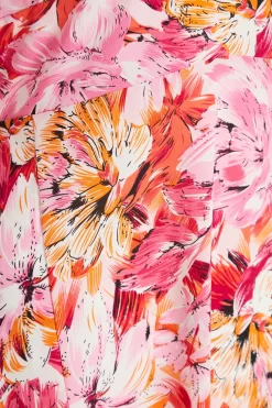 Pink Floral Wrap Midi Dress -Women Clothing Sale 00100037502 ZS scaled