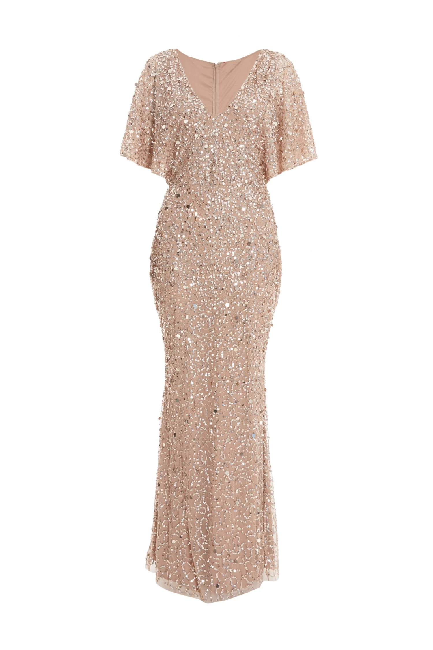 Taupe Sequin Batwing Maxi Dress 1 Taupe Sequin Batwing Maxi Dress