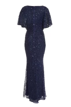 Navy Sequin Batwing Maxi Dress 10 Navy Sequin Batwing Maxi Dress -Women Clothing Sale 00100037506 ZB scaled
