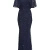 Navy Sequin Batwing Maxi Dress