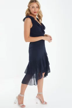 Navy Chiffon Dobby Wrap Midi Dress 9 Navy Chiffon Dobby Wrap Midi Dress -Women Clothing Sale 00100037573 XS scaled