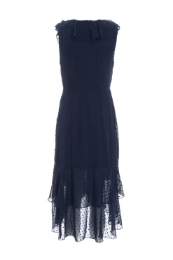 Navy Chiffon Dobby Wrap Midi Dress 10 Navy Chiffon Dobby Wrap Midi Dress -Women Clothing Sale 00100037573 ZB scaled