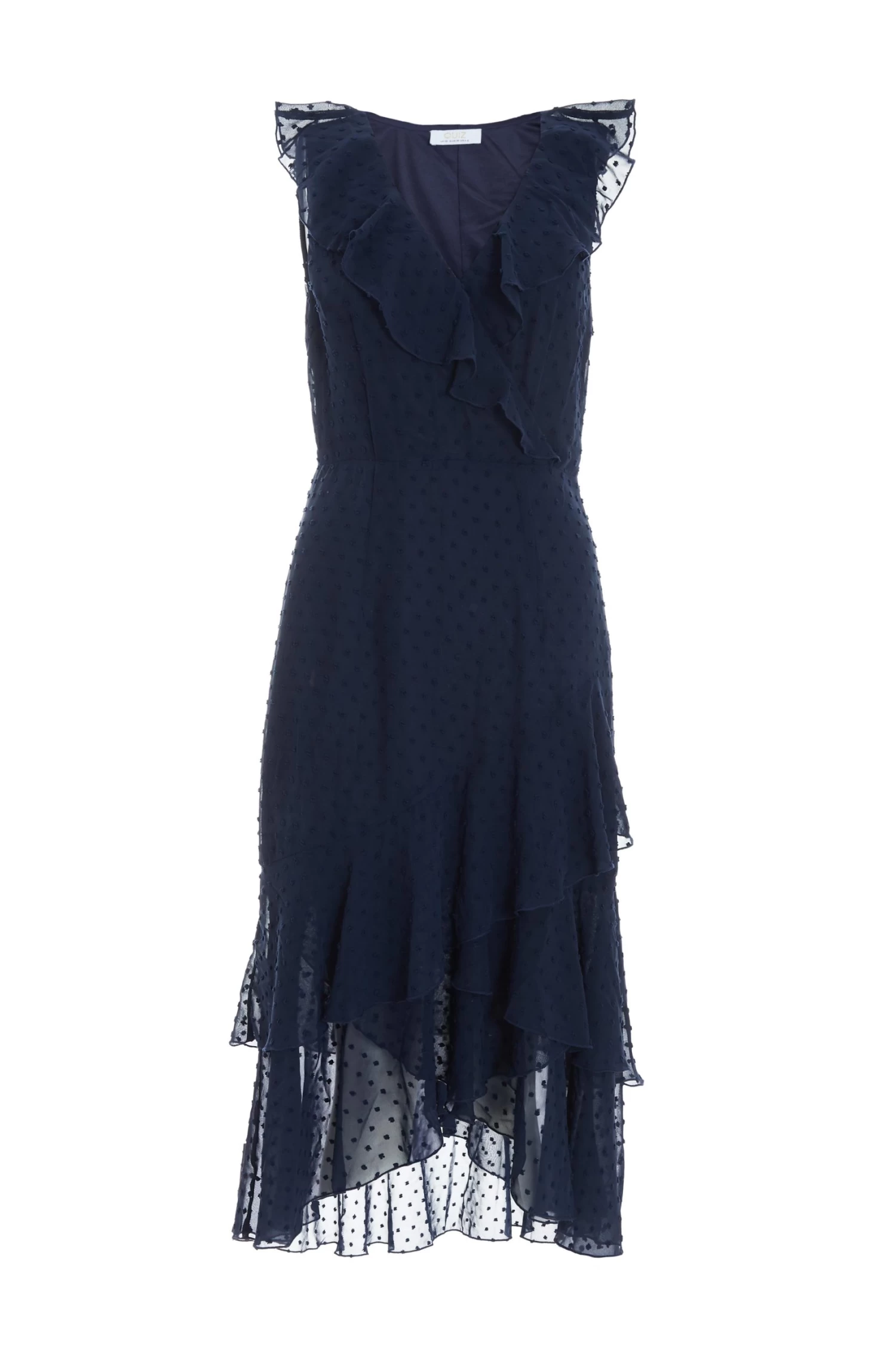 Navy Chiffon Dobby Wrap Midi Dress 1 Navy Chiffon Dobby Wrap Midi Dress