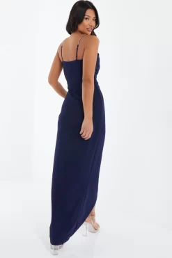 Navy Diamante Wrap Maxi Dress -Women Clothing Sale 00100037574 XB scaled