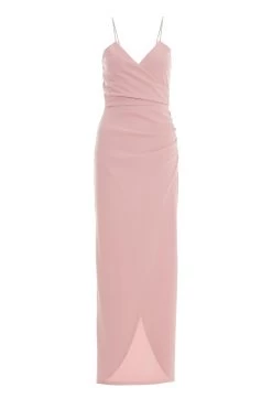 Pink Diamante Wrap Maxi Dress