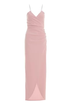 Pink Diamante Wrap Maxi Dress