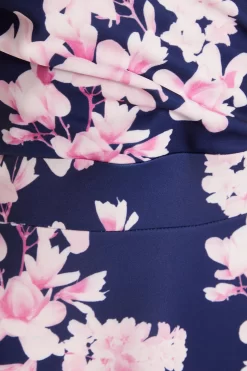 Navy Floral Bardot Dip Hem Midi Dress -Women Clothing Sale 00100037576 ZS scaled