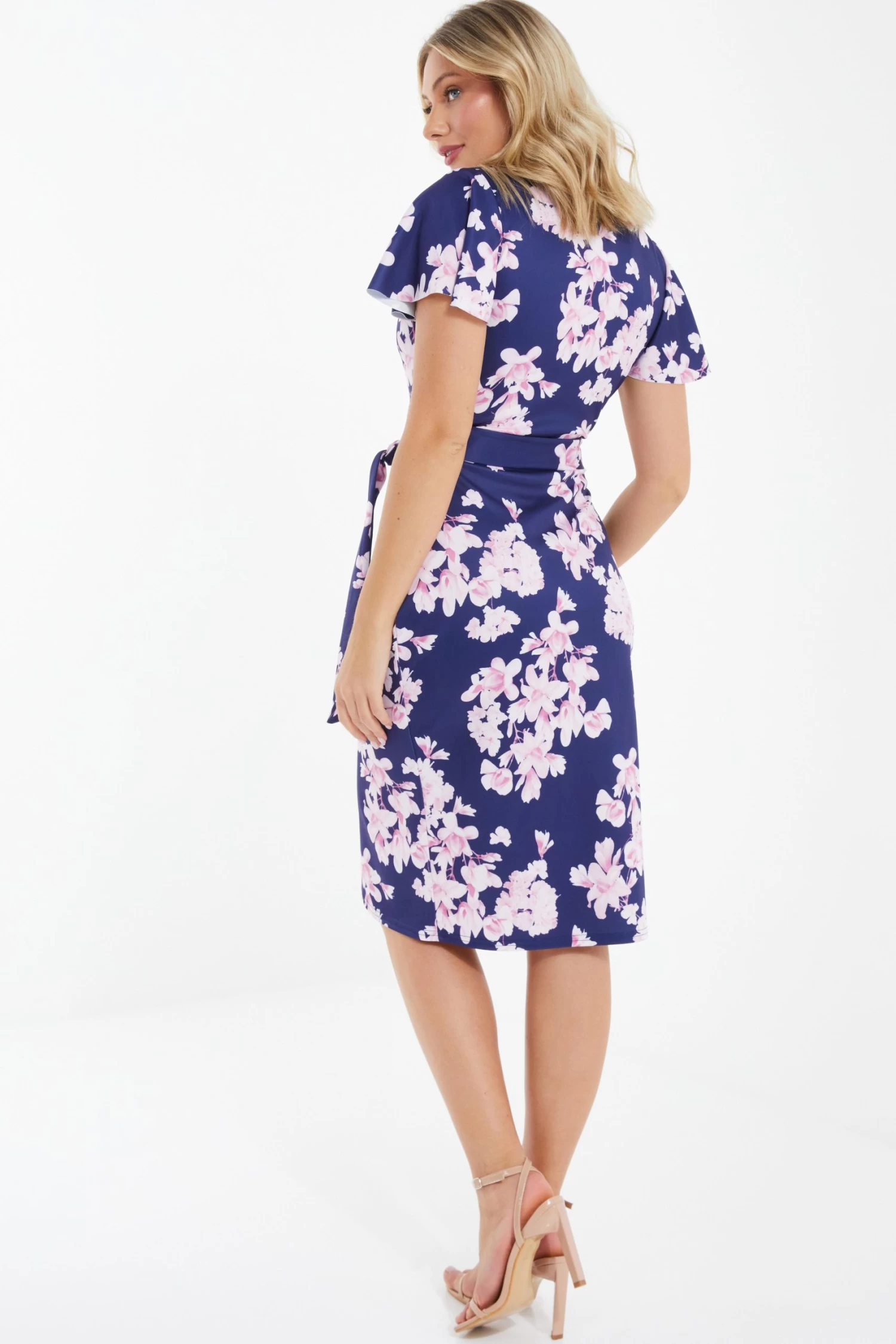 Navy Floral Wrap Midi Dress 3 Navy Floral Wrap Midi Dress - Image 3