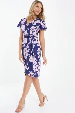 Navy Floral Wrap Midi Dress 9 Navy Floral Wrap Midi Dress -Women Clothing Sale 00100037577 XS scaled