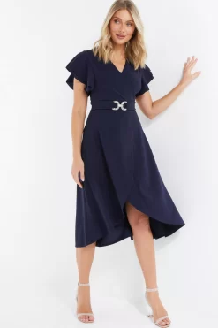 Navy Wrap Dip Hem Midi Dress 9 Navy Wrap Dip Hem Midi Dress -Women Clothing Sale 00100037578 XS scaled