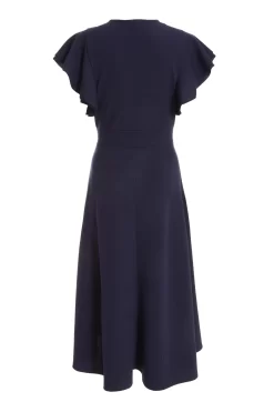 Navy Wrap Dip Hem Midi Dress 10 Navy Wrap Dip Hem Midi Dress -Women Clothing Sale 00100037578 ZB scaled