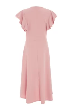 Pink Wrap Dip Hem Midi Dress -Women Clothing Sale 00100037579 ZB scaled