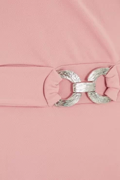 Pink Wrap Dip Hem Midi Dress -Women Clothing Sale 00100037579 ZS scaled