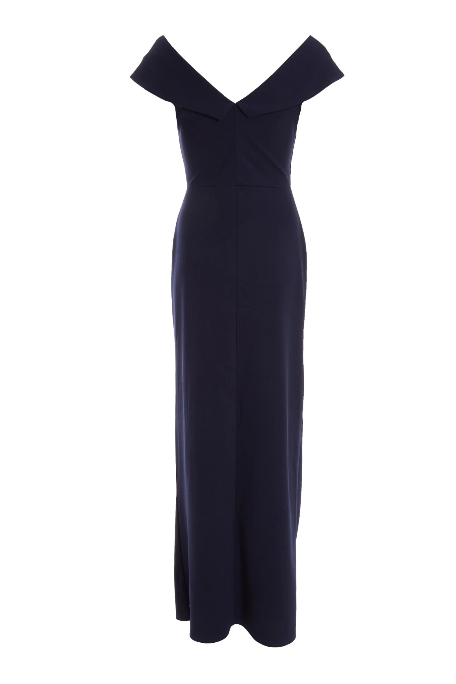 Navy Ruched Bardot Maxi Dress 5 Navy Ruched Bardot Maxi Dress - Image 5