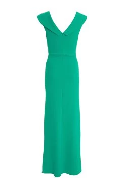 Green Ruched Bardot Maxi Dress 10 Green Ruched Bardot Maxi Dress -Women Clothing Sale 00100037581 ZB