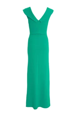 Green Ruched Bardot Maxi Dress 10 Green Ruched Bardot Maxi Dress -Women Clothing Sale 00100037581 ZB scaled