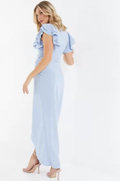 Light Blue Ruched Maxi Dress -Women Clothing Sale 00100037582 XB scaled