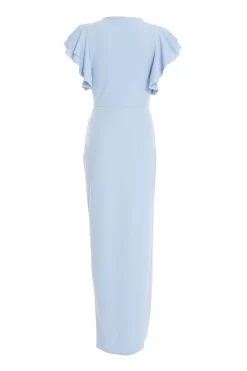 Light Blue Ruched Maxi Dress -Women Clothing Sale 00100037582 ZB scaled