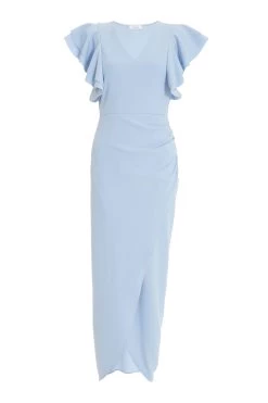 Light Blue Ruched Maxi Dress