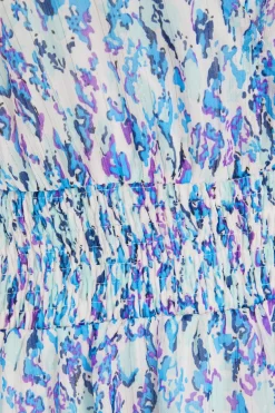 Blue Floral Tiered Wrap Midi Dress -Women Clothing Sale 00100037596 ZS scaled